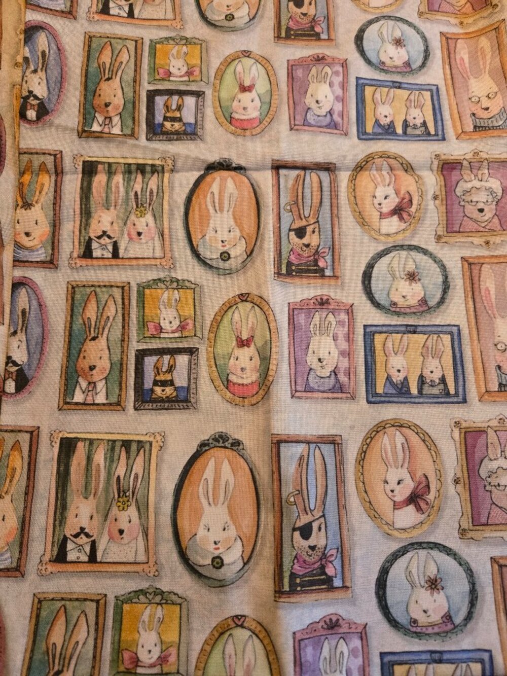 1 yard Spoonflower various rabbit photos fabric.